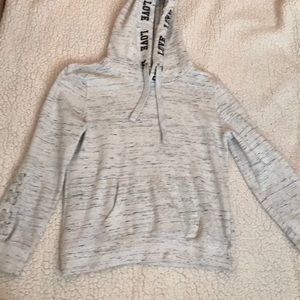 Cremeish White hoodie with black pattern